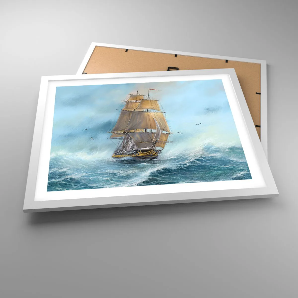 Póster en marco blanco - Surcando las olas - 50x40 cm