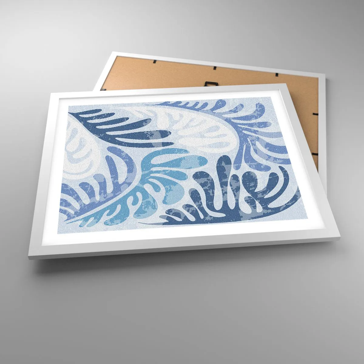 Poster in einem weißen Rahmen - Blaue Farne - 50x40 cm