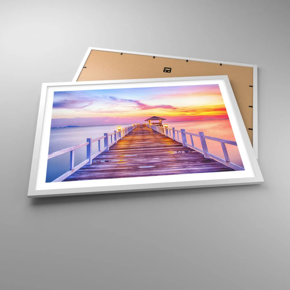 Pôster em moldura branca - O silêncio lilás-dourado da noite - 70x50 cm