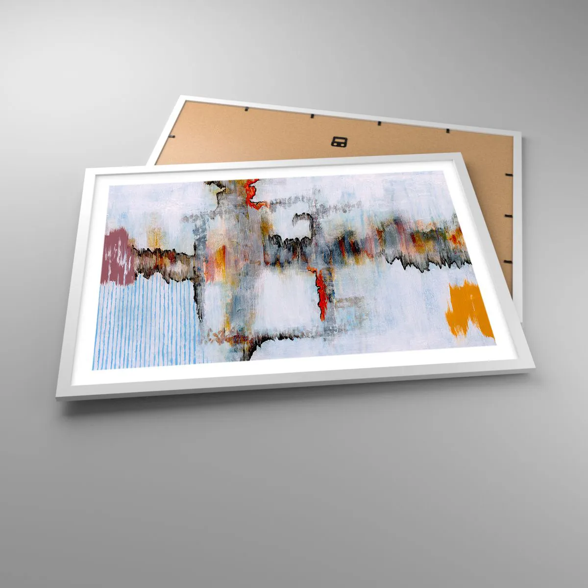 Plakat w białej ramie - Patykiem na wodzie - 70x50 cm