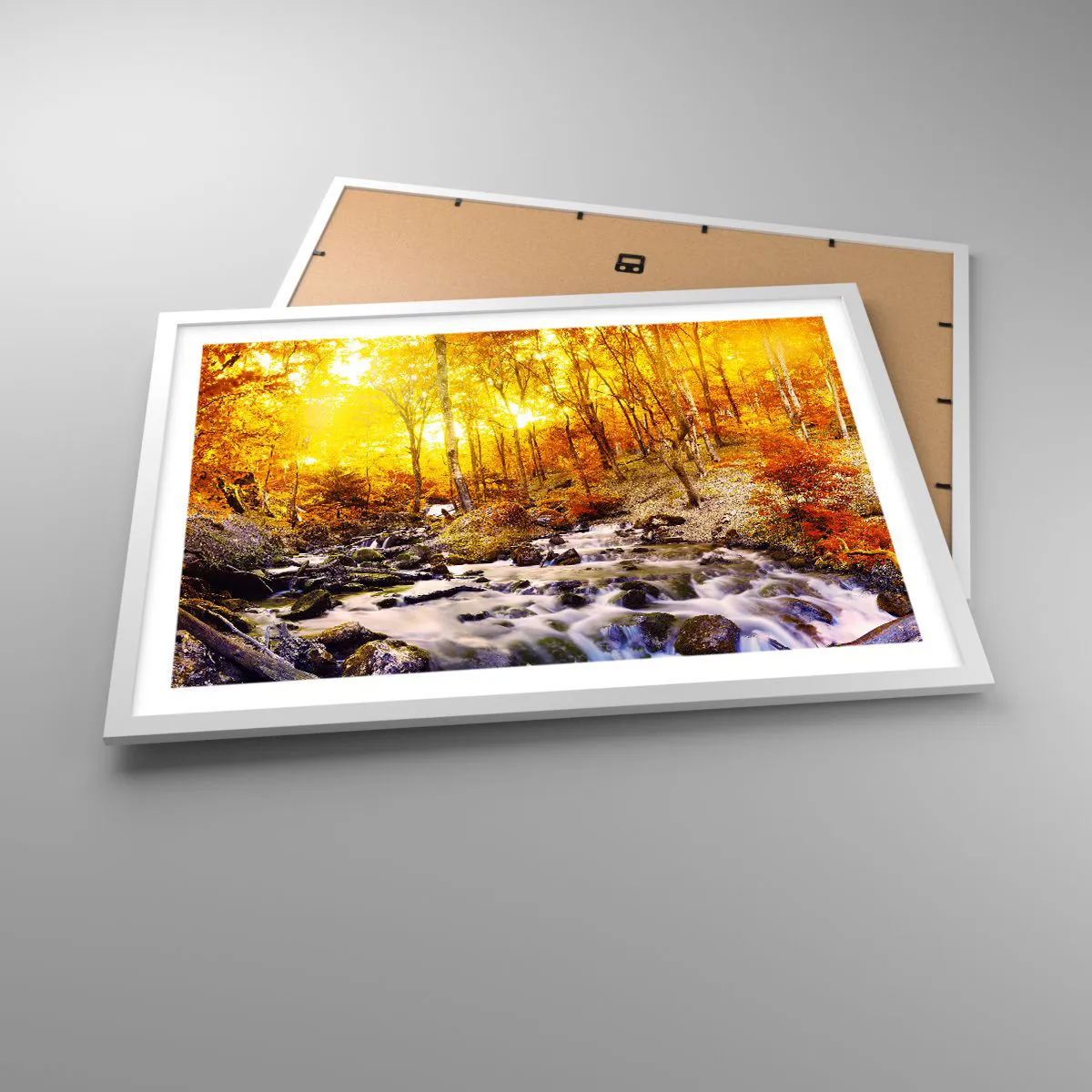 Poster in een witte lijst - Stenen gezet in goud en platina - 70x50 cm