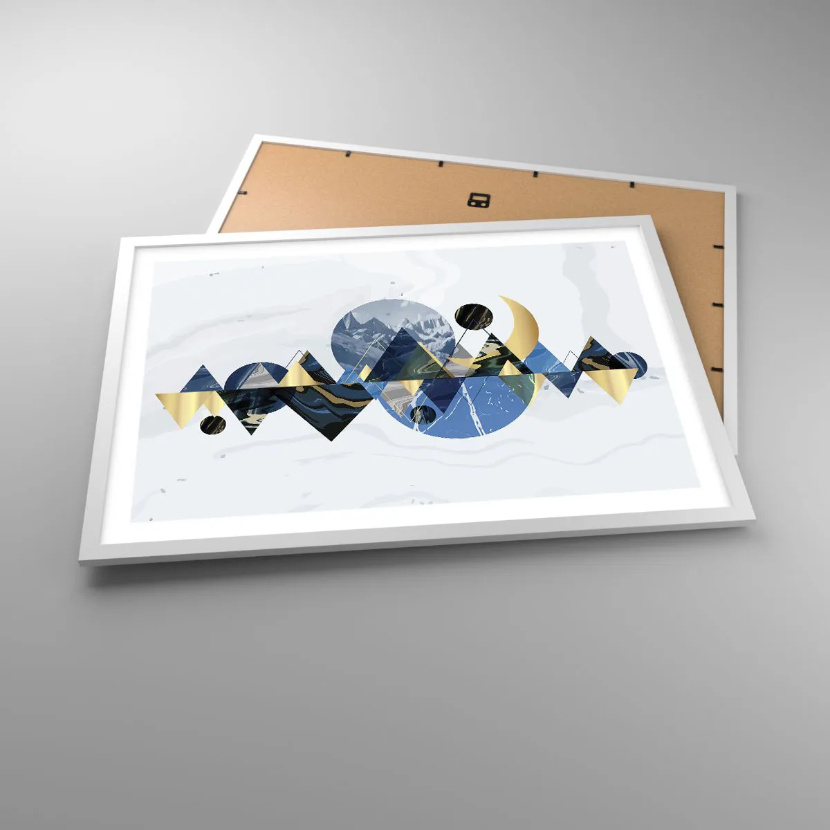 Póster en marco blanco - Paisaje geométrico - 70x50 cm