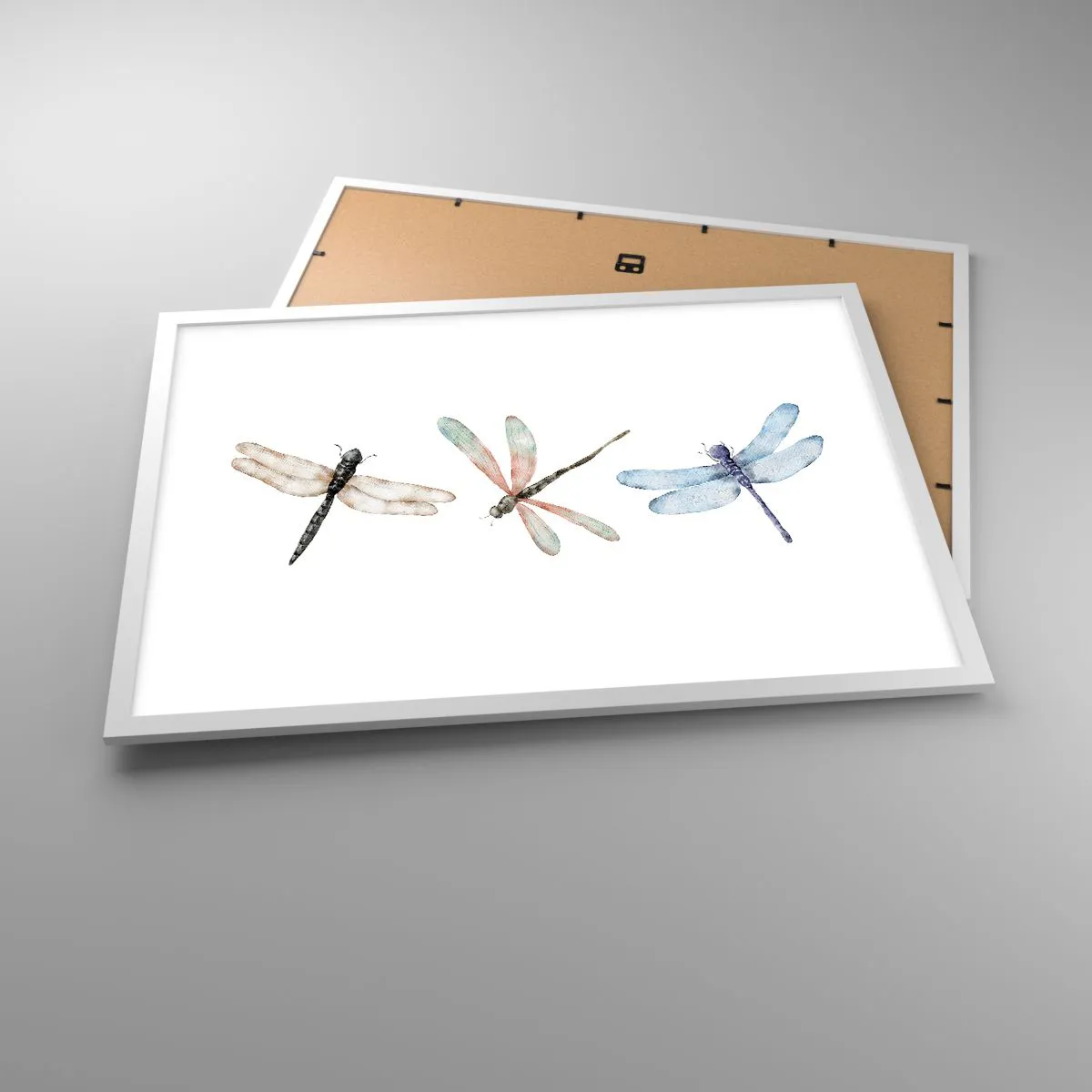 Affiche dans un cadre blanc - Poster - Libellules en apesanteur - 70x50 cm