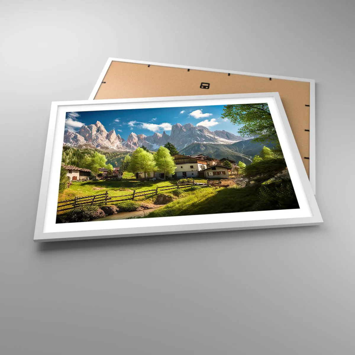 Poster in einem weißen Rahmen - Alpenidylle - 70x50 cm