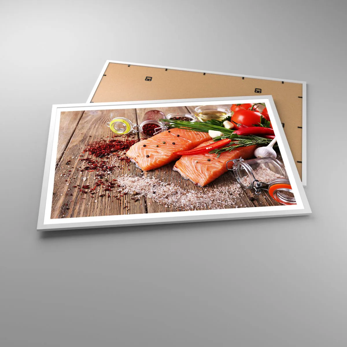 Poster in einem weißen Rahmen - Norwegisches Abenteuer in der Küche - 91x61 cm