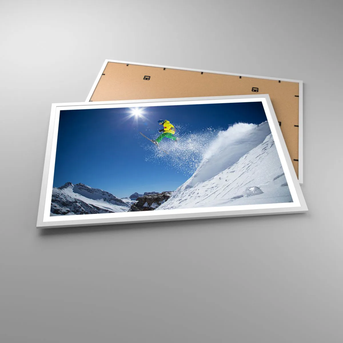 Poster în ramă albă - Dansând cu munții - 91x61 cm