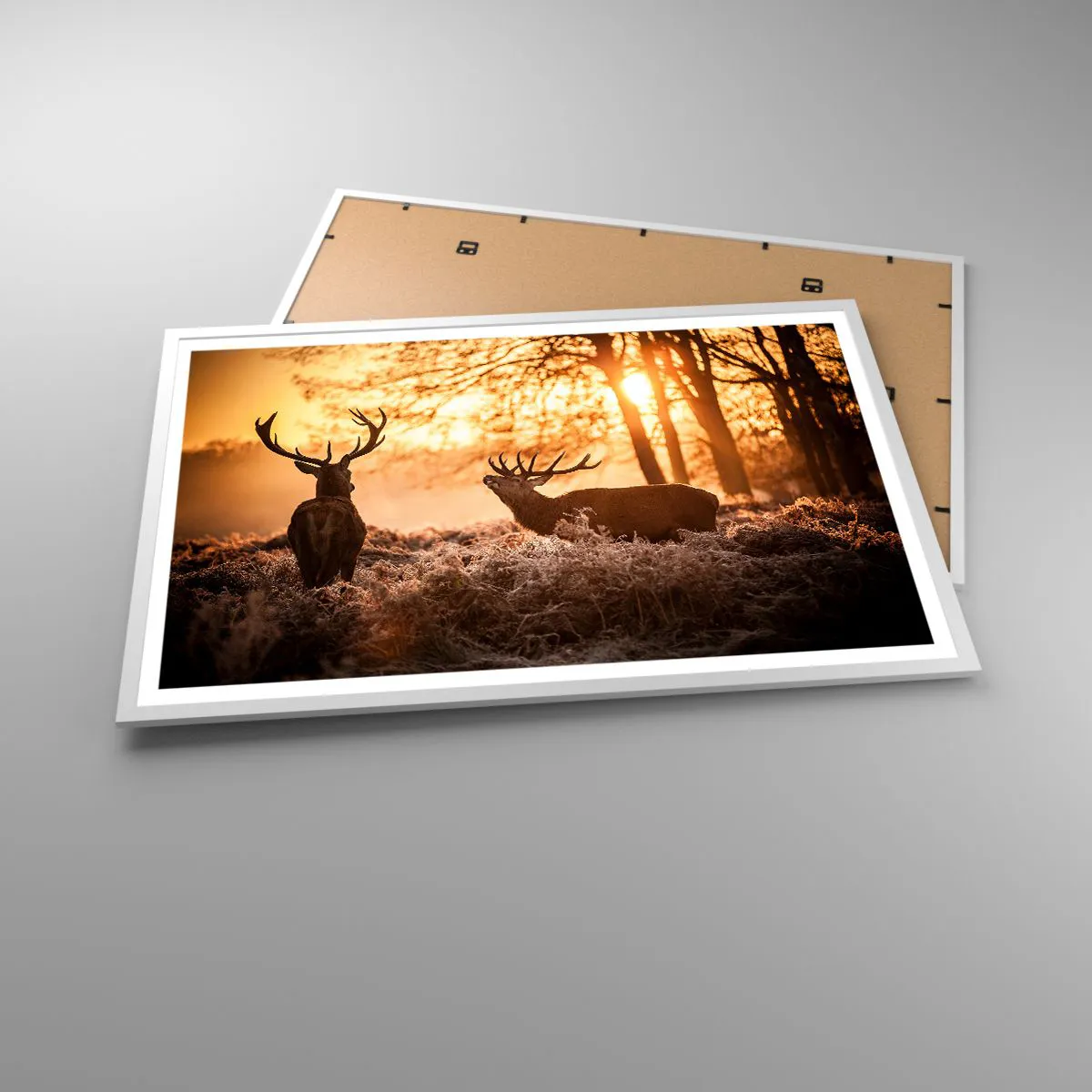 Poster in einem weißen Rahmen - Der Traum eines Jägers - 91x61 cm