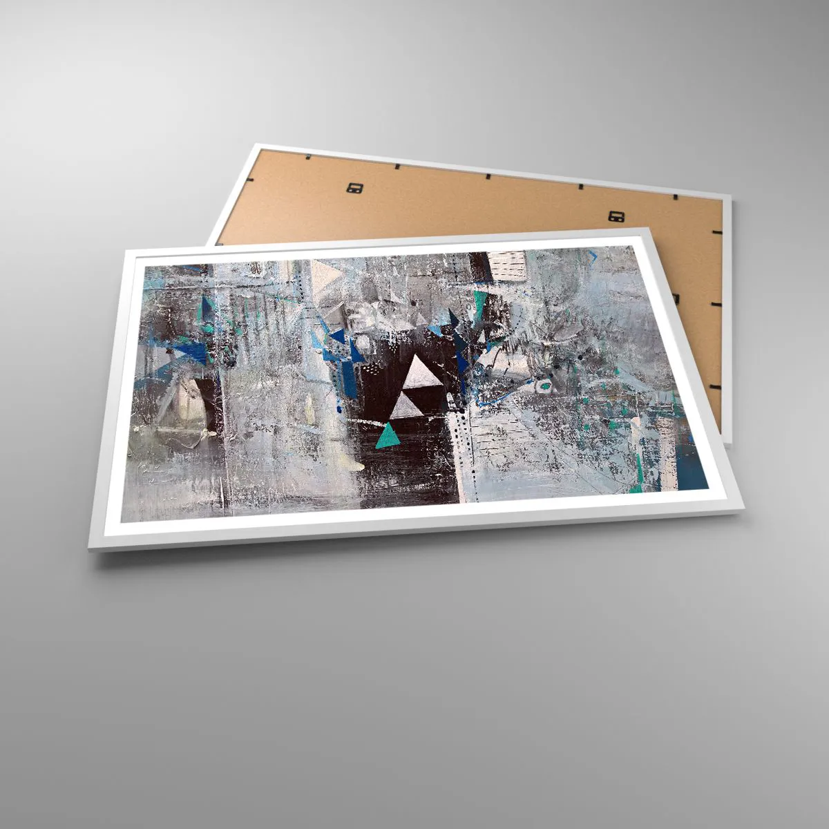 Poster in einem weißen Rahmen - Überschreibende Reihenfolge der Dreiecke - 91x61 cm