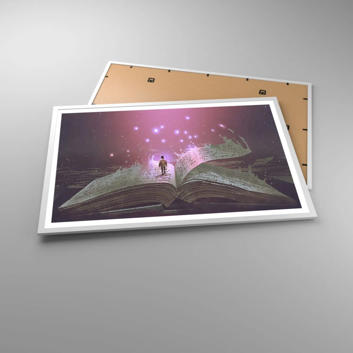 Poster in einem weißen Rahmen - Einladung in eine andere Welt - lesen Sie! - 91x61 cm