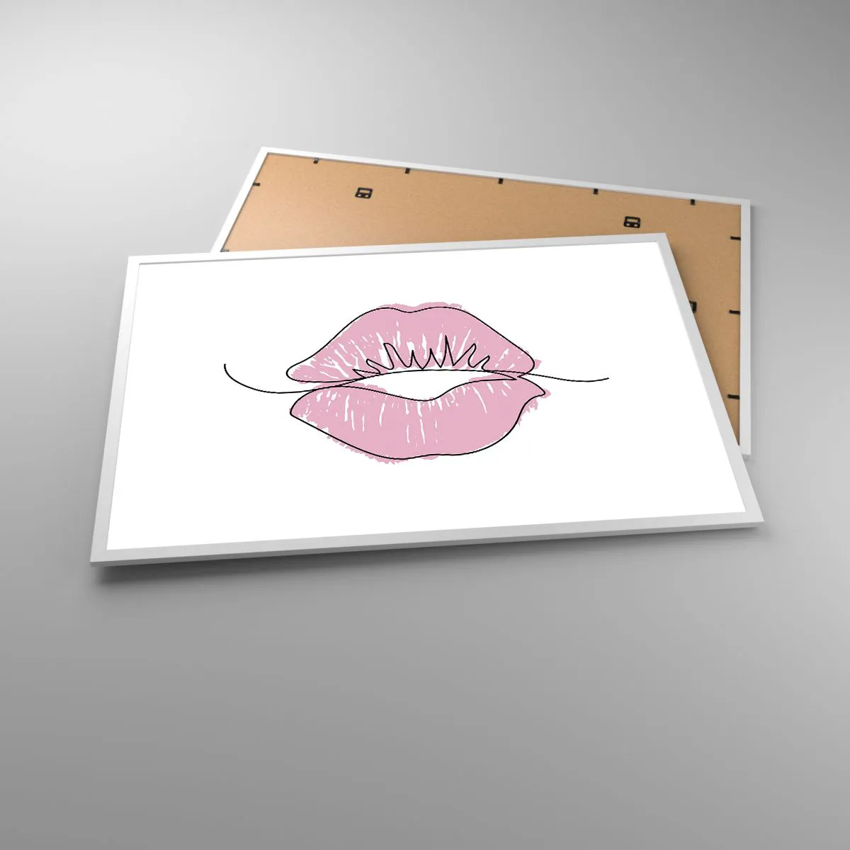 Póster en marco blanco - ¿Listo para un beso? - 91x61 cm