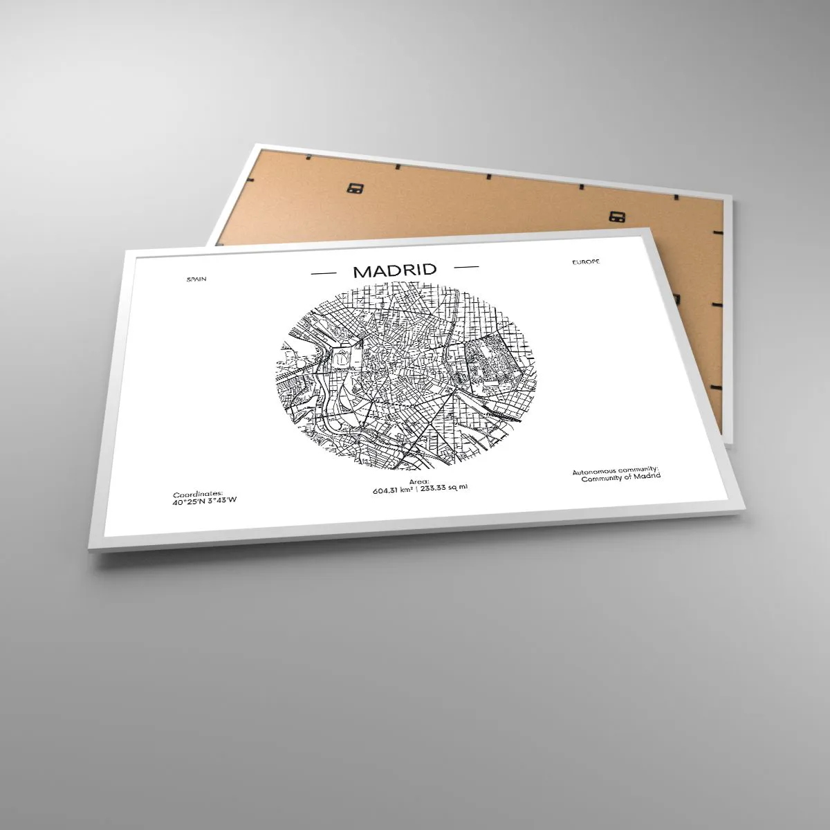 Poster in een witte lijst - Anatomie van Madrid - 91x61 cm