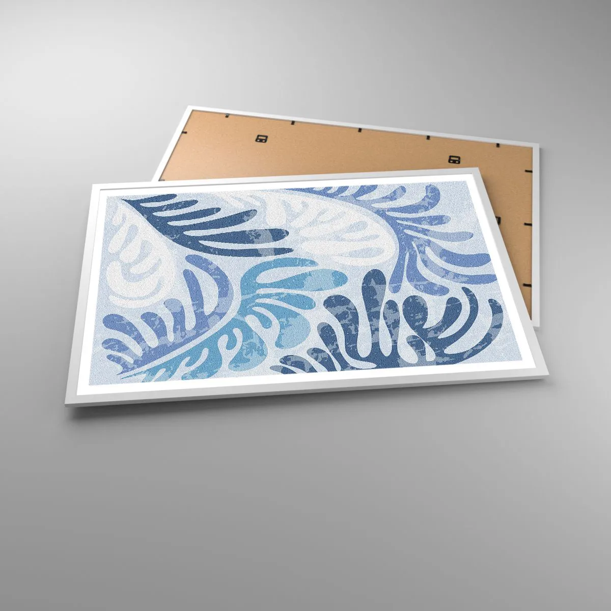 Plagát v bielom ráme - Modré papradie - 91x61 cm