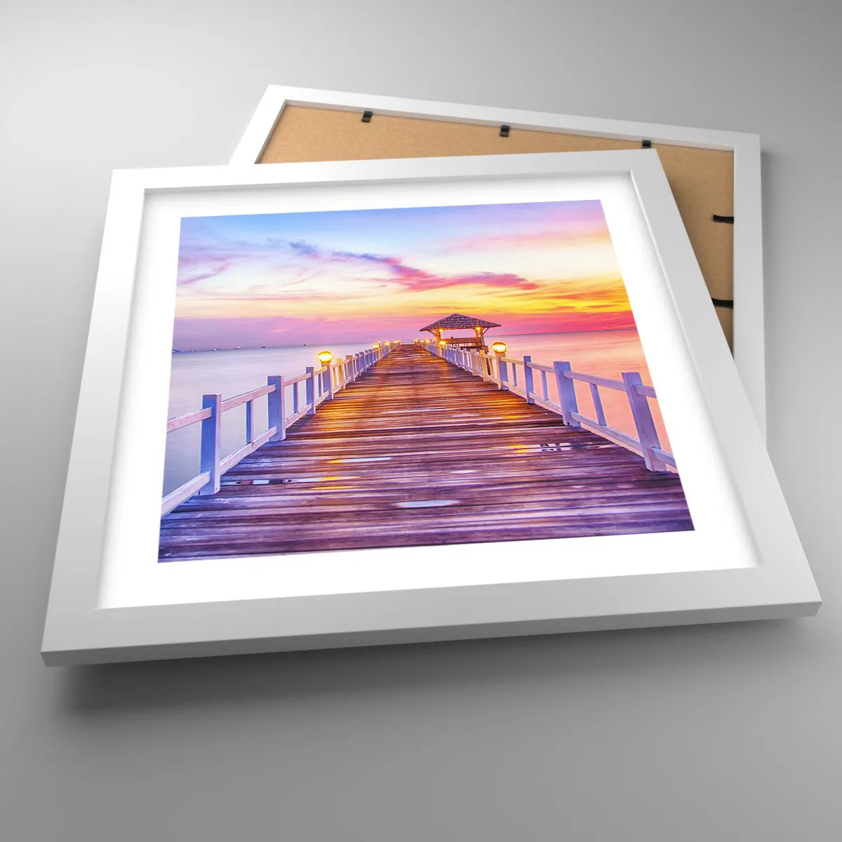 Affiche dans un cadre blanc - Poster - Le silence lilas-doré du soir - 30x30 cm