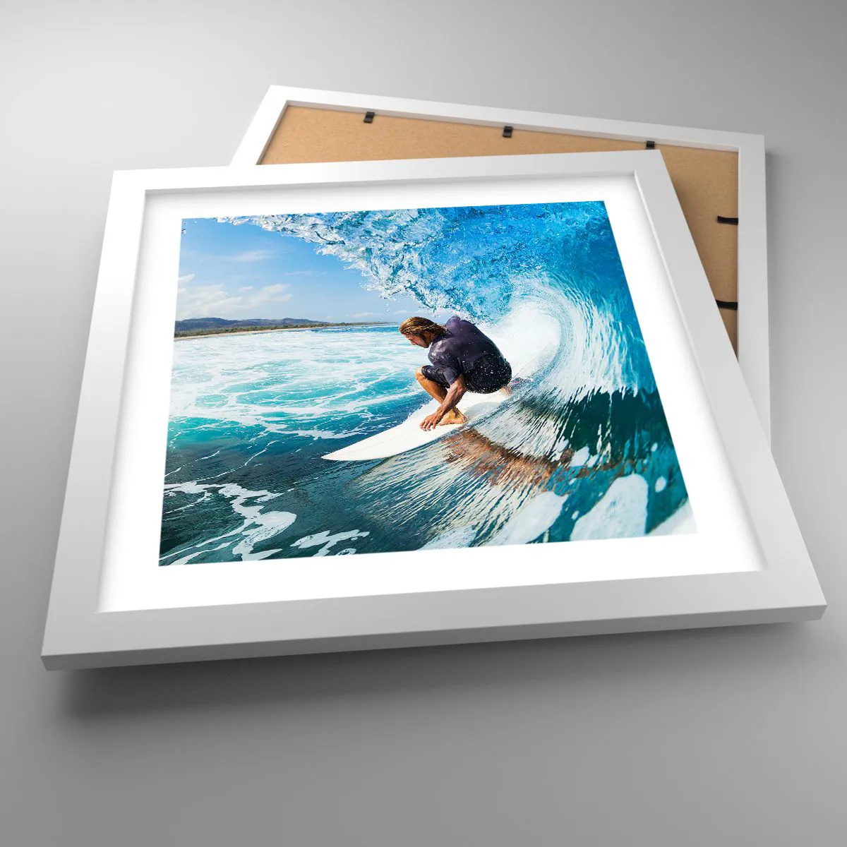 Affiche dans un cadre blanc - Poster - Danse avec les vagues - 30x30 cm