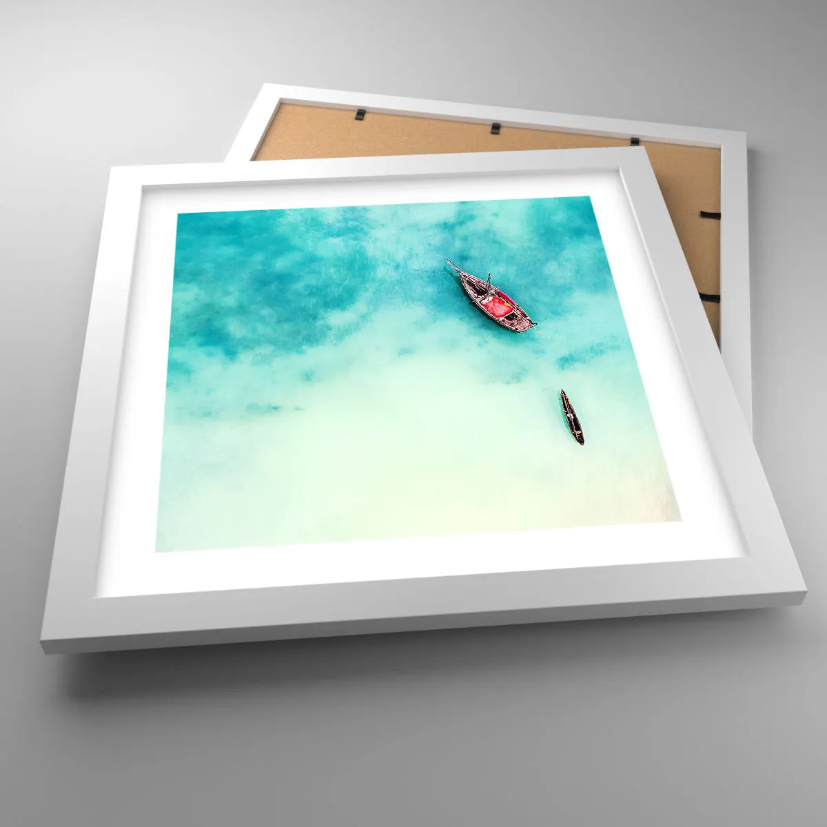 Poster in cornice bianca - Nelle spiagge di Zanzibar, quando c'è troppa acqua... - 30x30 cm