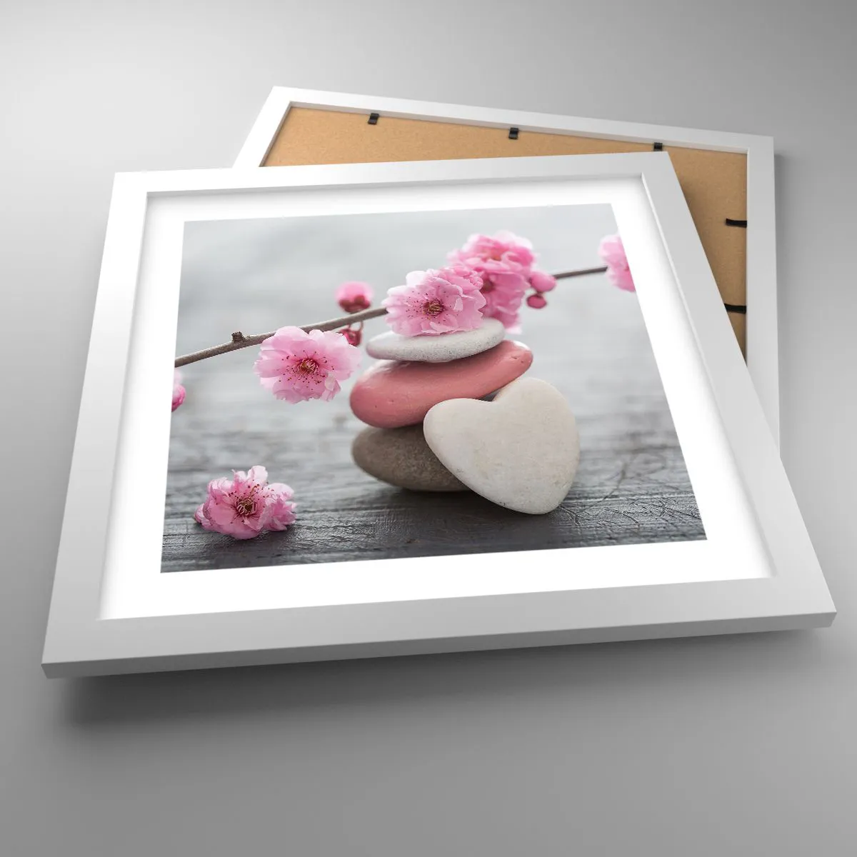 Poster in white frmae - Bliss with Cherry Blossom - 30x30 cm