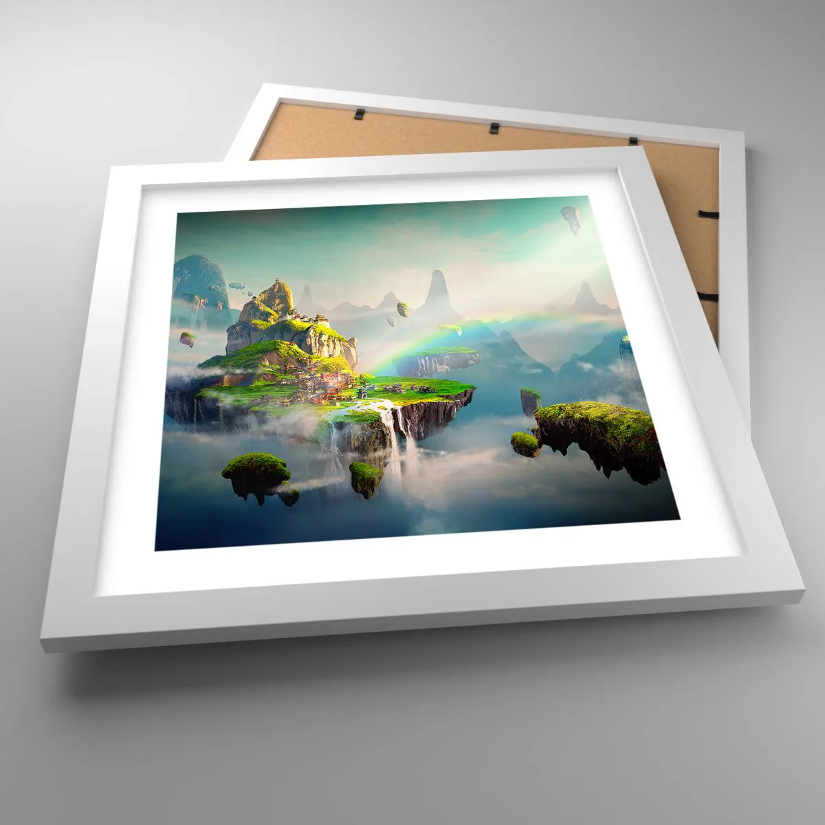 Plagát v bielom ráme - Uprostred neba - šťastné ostrovy - 30x30 cm