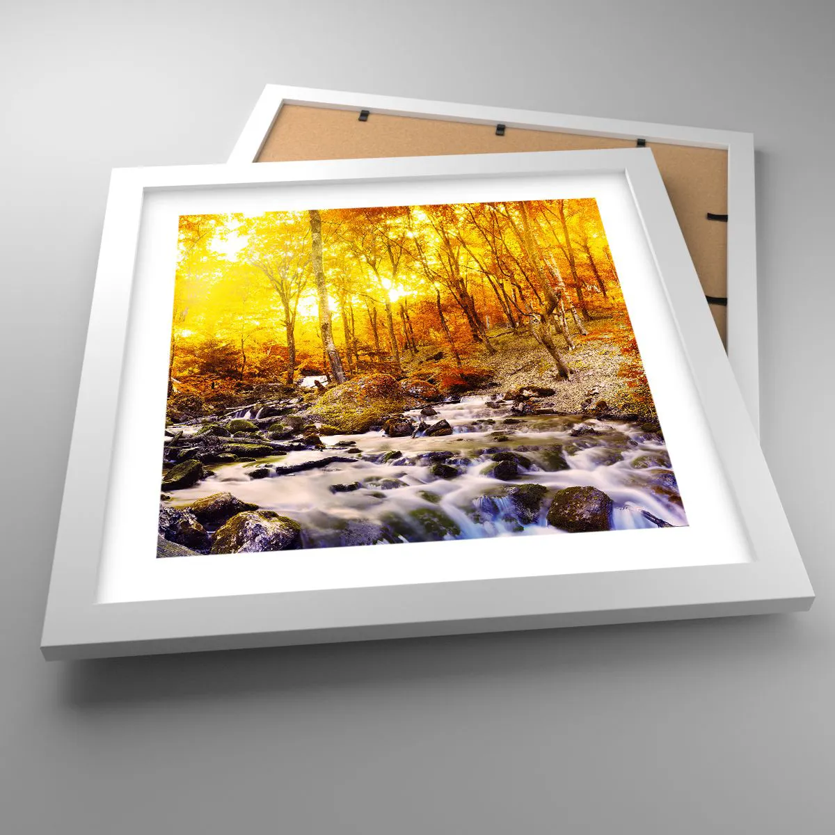 Plakat w białej ramie - Kamienie oprawne w złoto i platynę - 30x30 cm