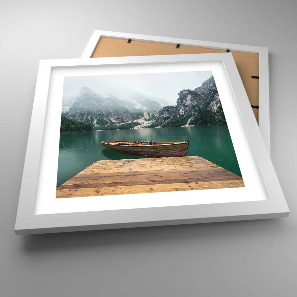 Plakát v bílém rámu - „Hrdé skály vepředu“ - 30x30 cm