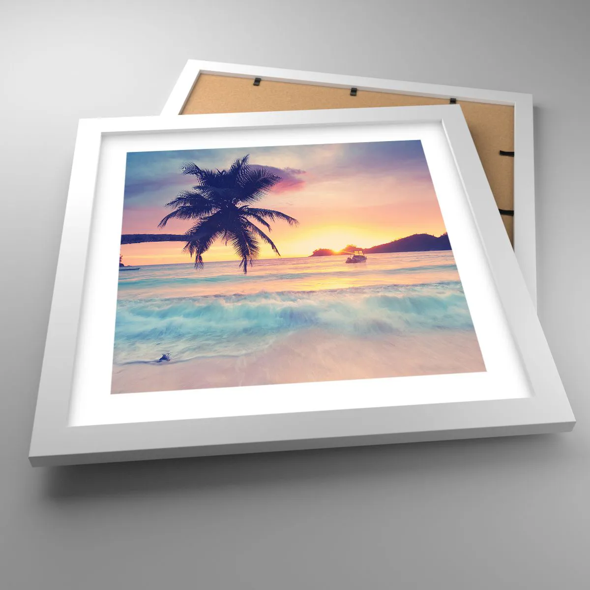 Pôster em moldura branca - Noite na baía - 30x30 cm