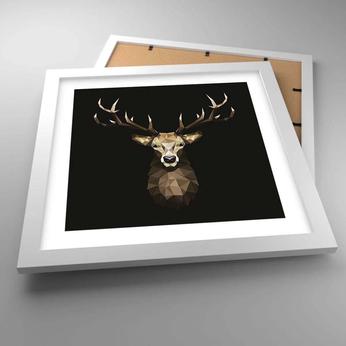 Poszter fekete keretben - Kubista szarvas - 30x30 cm