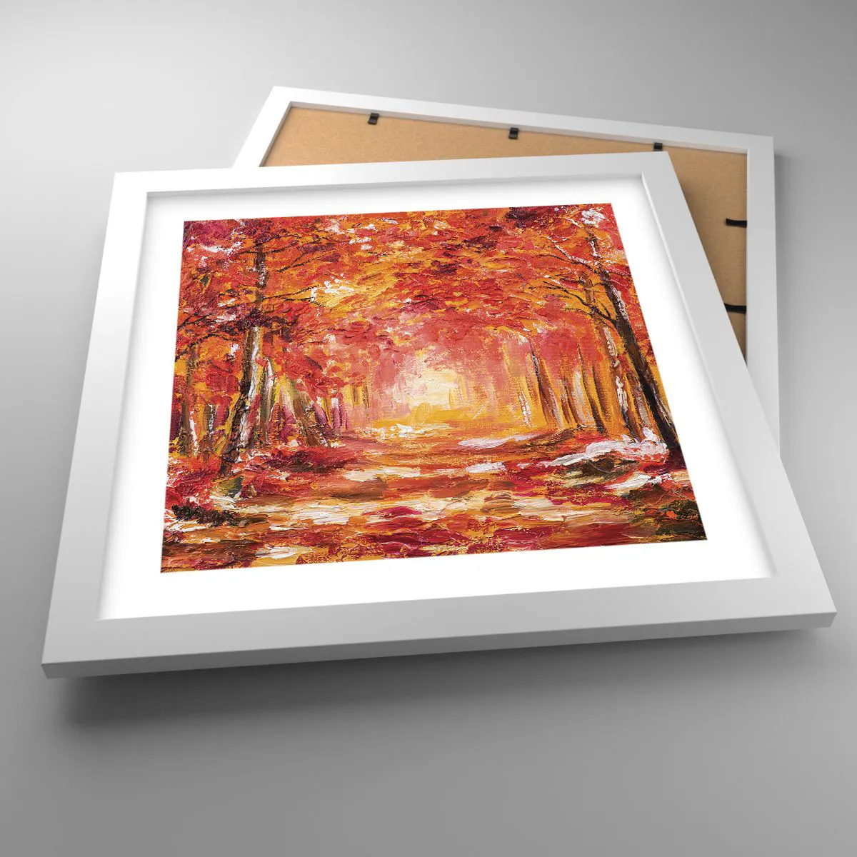 Poster in cornice bianca - Foresta di rame - 30x30 cm