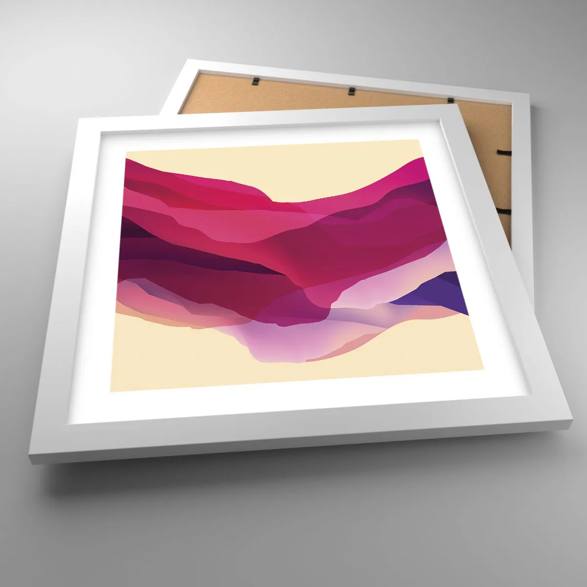 Affiche dans un cadre blanc - Poster - Vagues pourpre - 30x30 cm