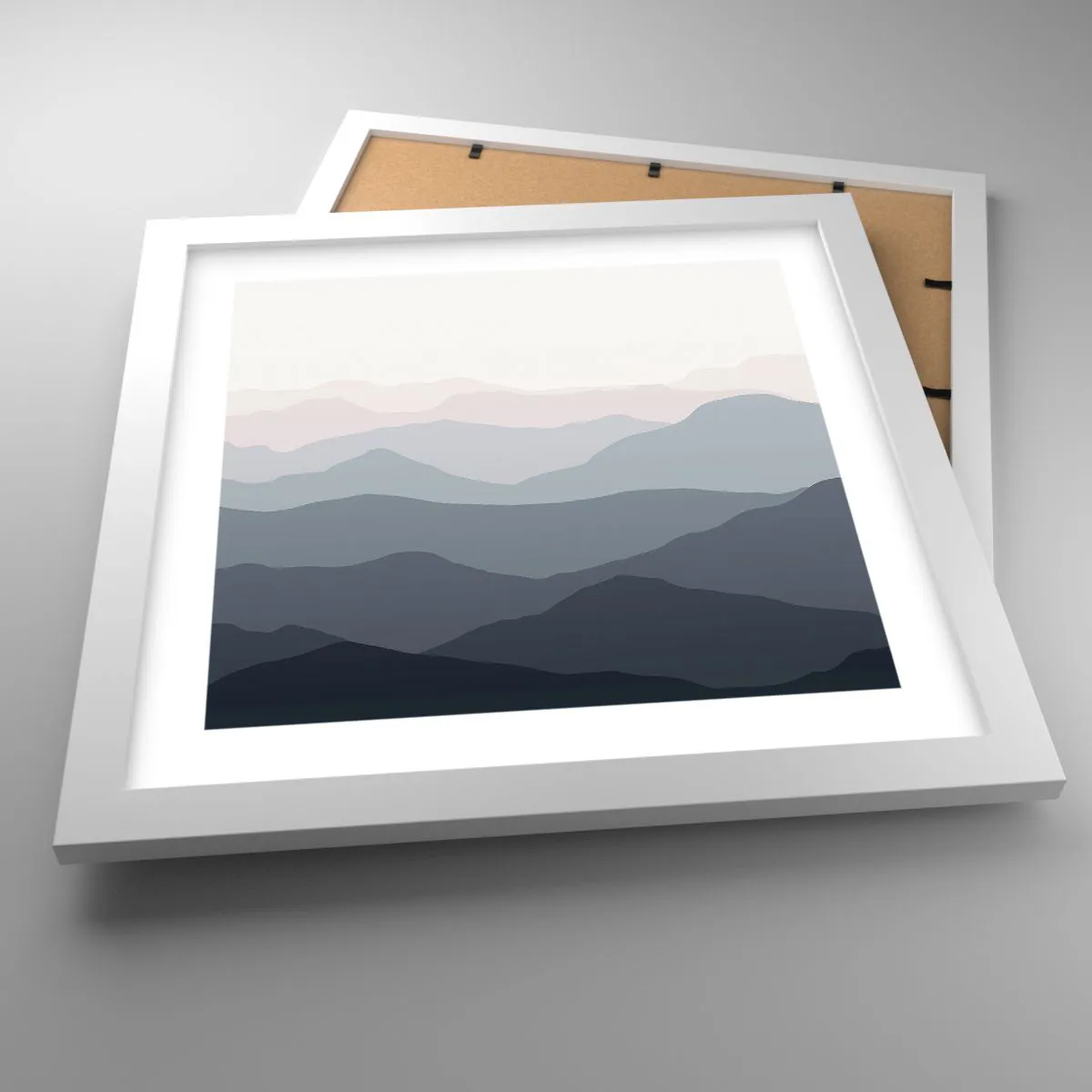 Plagát v bielom ráme - Vlny hôr - 30x30 cm