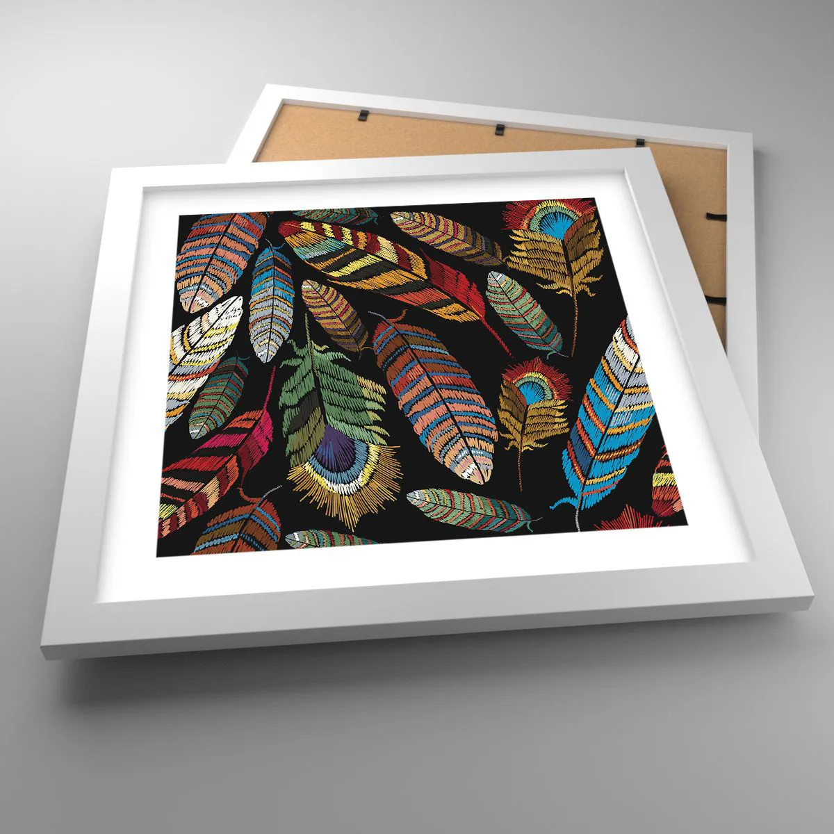 Pôster em moldura branca - O carnaval dos pássaros - 30x30 cm