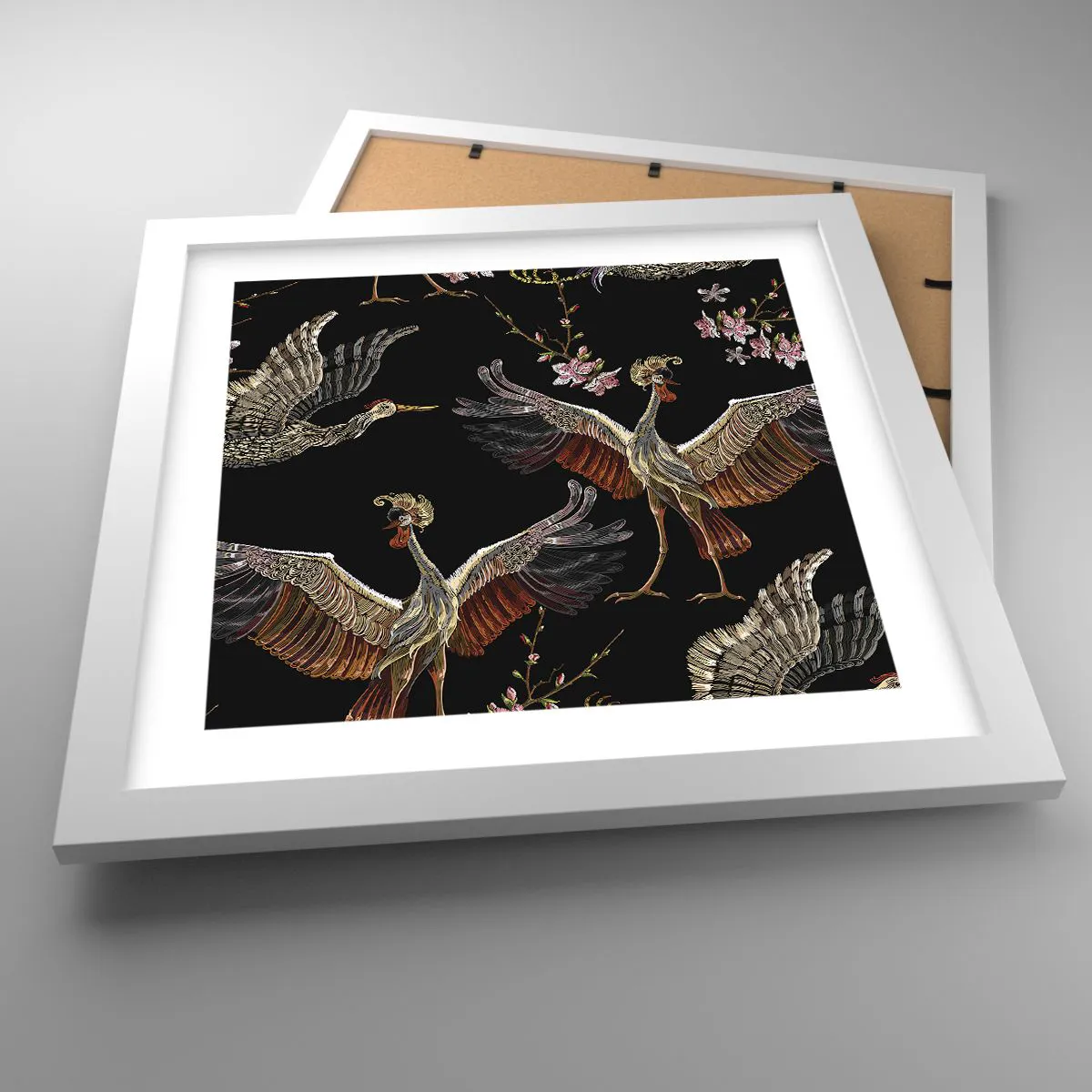 Plakat w białej ramie - Baśniowy ptak - 30x30 cm