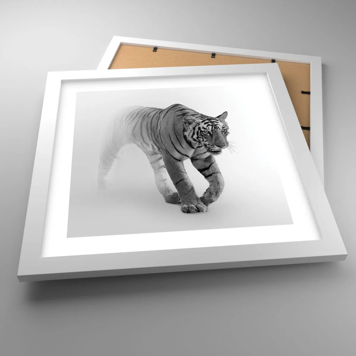 Poster in white frmae - Crouching in Fog - 30x30 cm