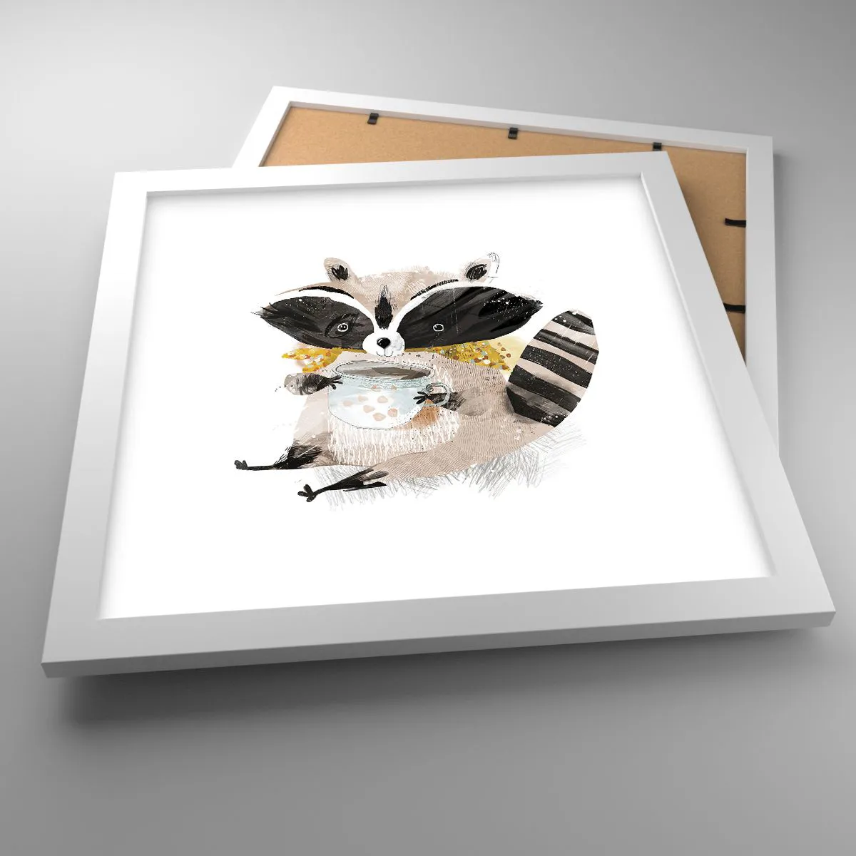 Poster in einem weißen Rahmen - Mein Freund der Waschbär - 30x30 cm