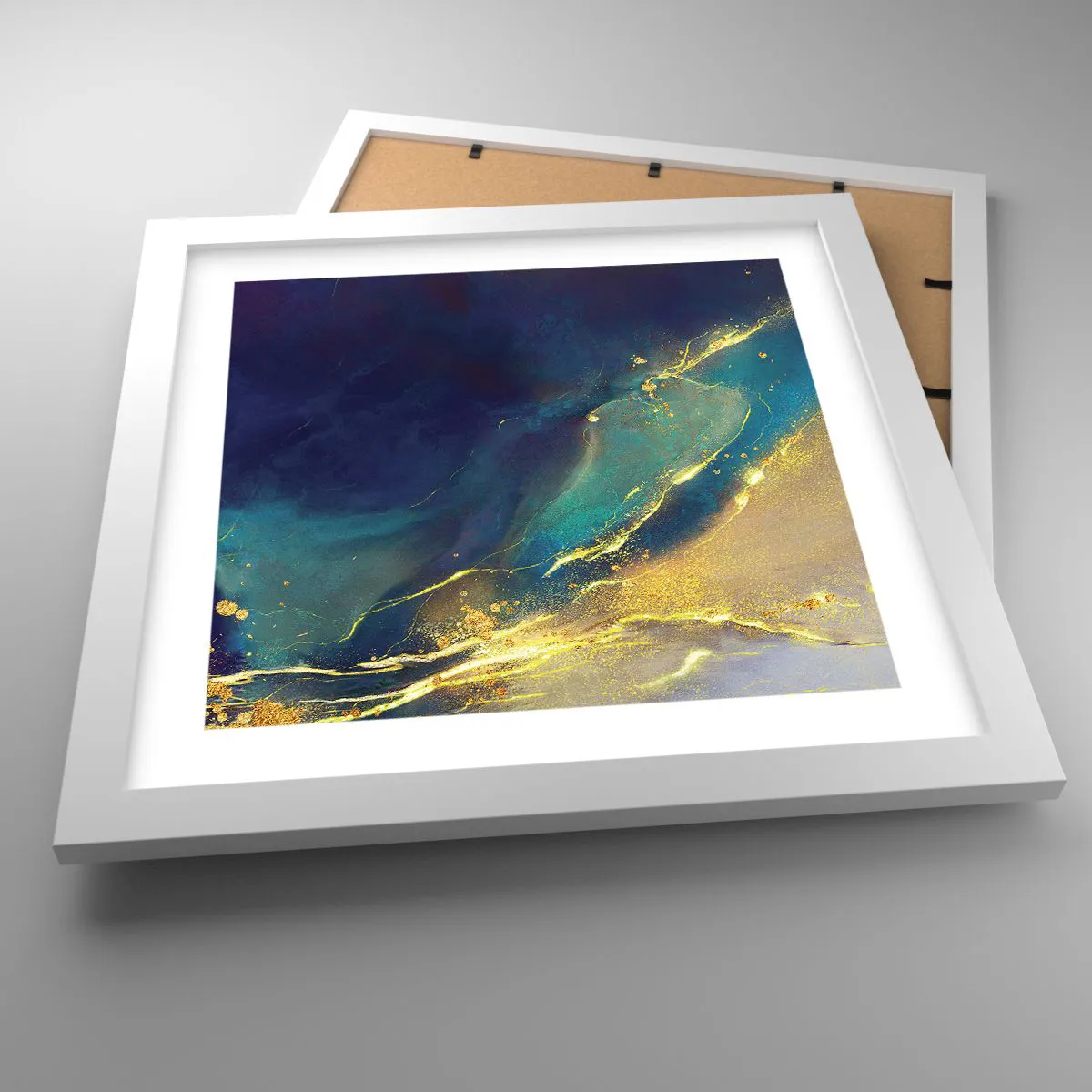 Pôster em moldura branca - Piscina dourada - 30x30 cm