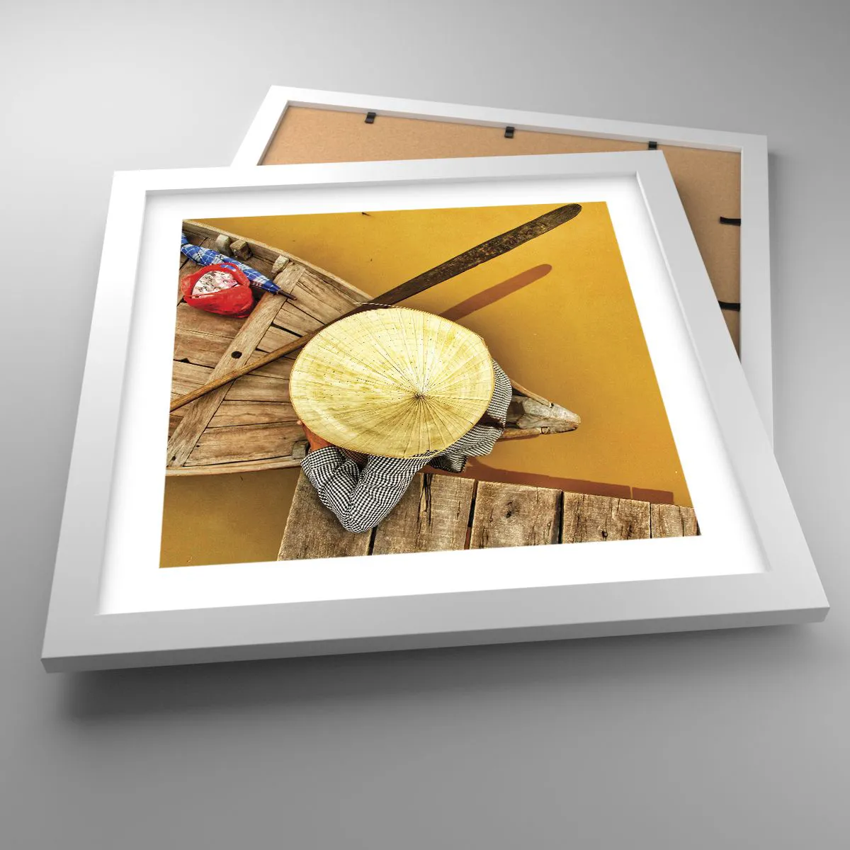 Poster in white frmae - Life on a Yellow River - 30x30 cm