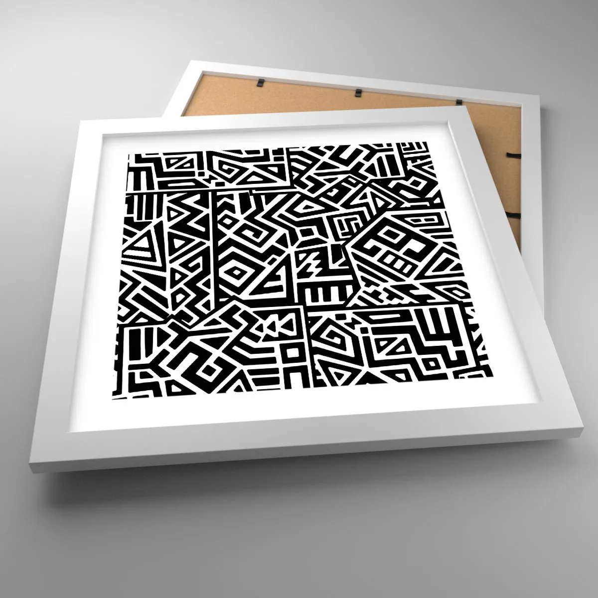 Affiche dans un cadre blanc - Poster - Composition précolombienne - 30x30 cm