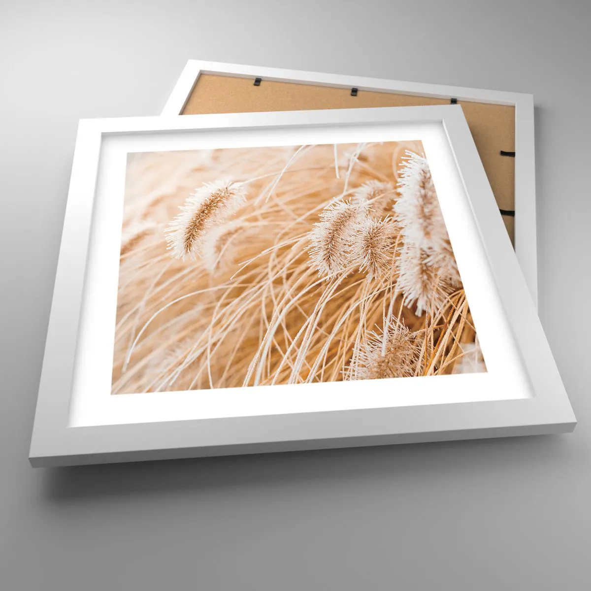 Poster in einem weißen Rahmen - Das goldene Rauschen des Grases - 30x30 cm