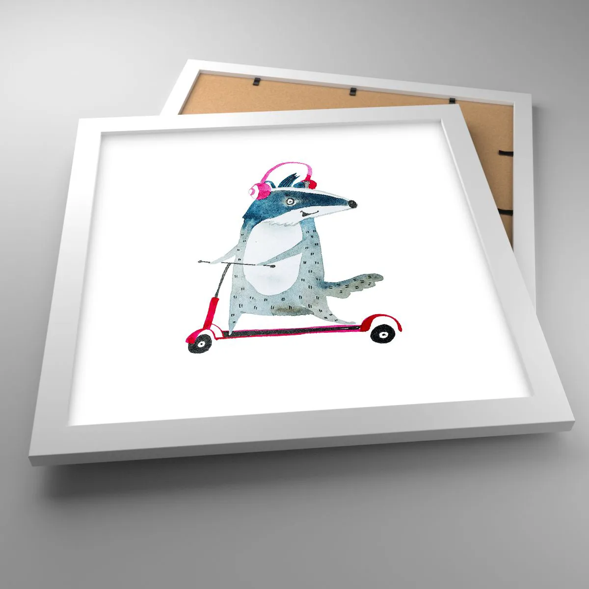 Poster in white frmae - Joys of a Badger - 30x30 cm