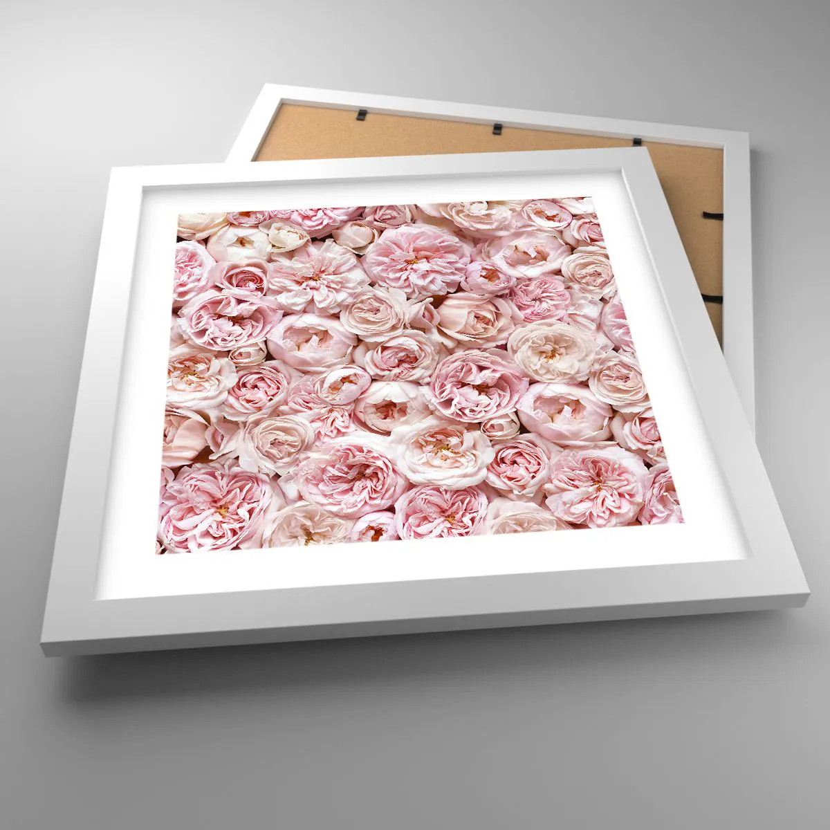 Affisch i vit ram - Strödd med rosor - 30x30 cm