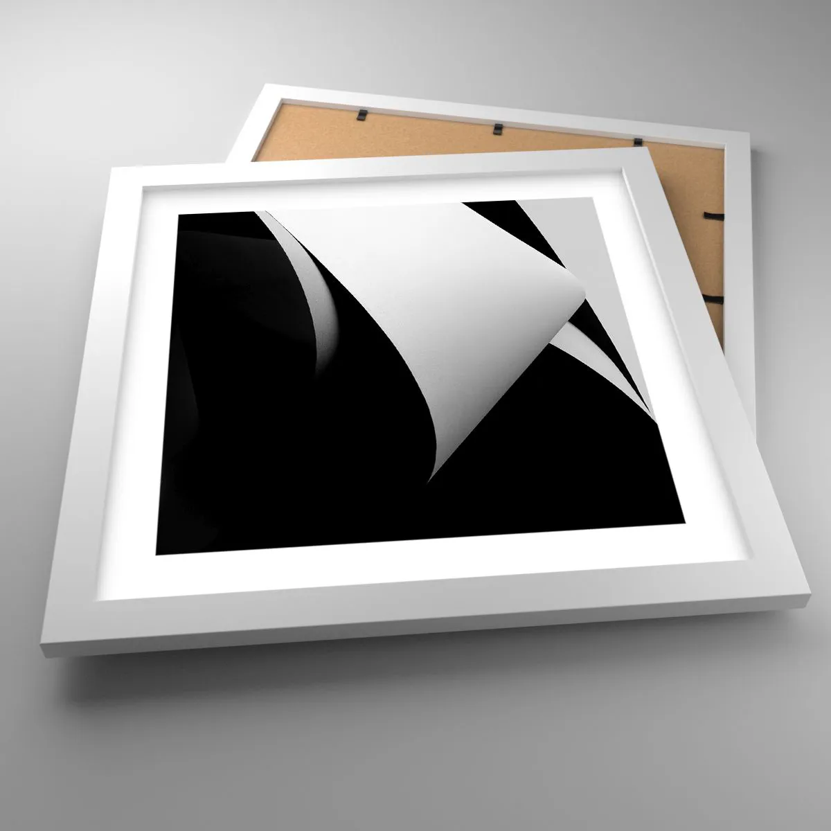 Plakat w białej ramie - Płaszczyzny światła z głębi cienia - 30x30 cm
