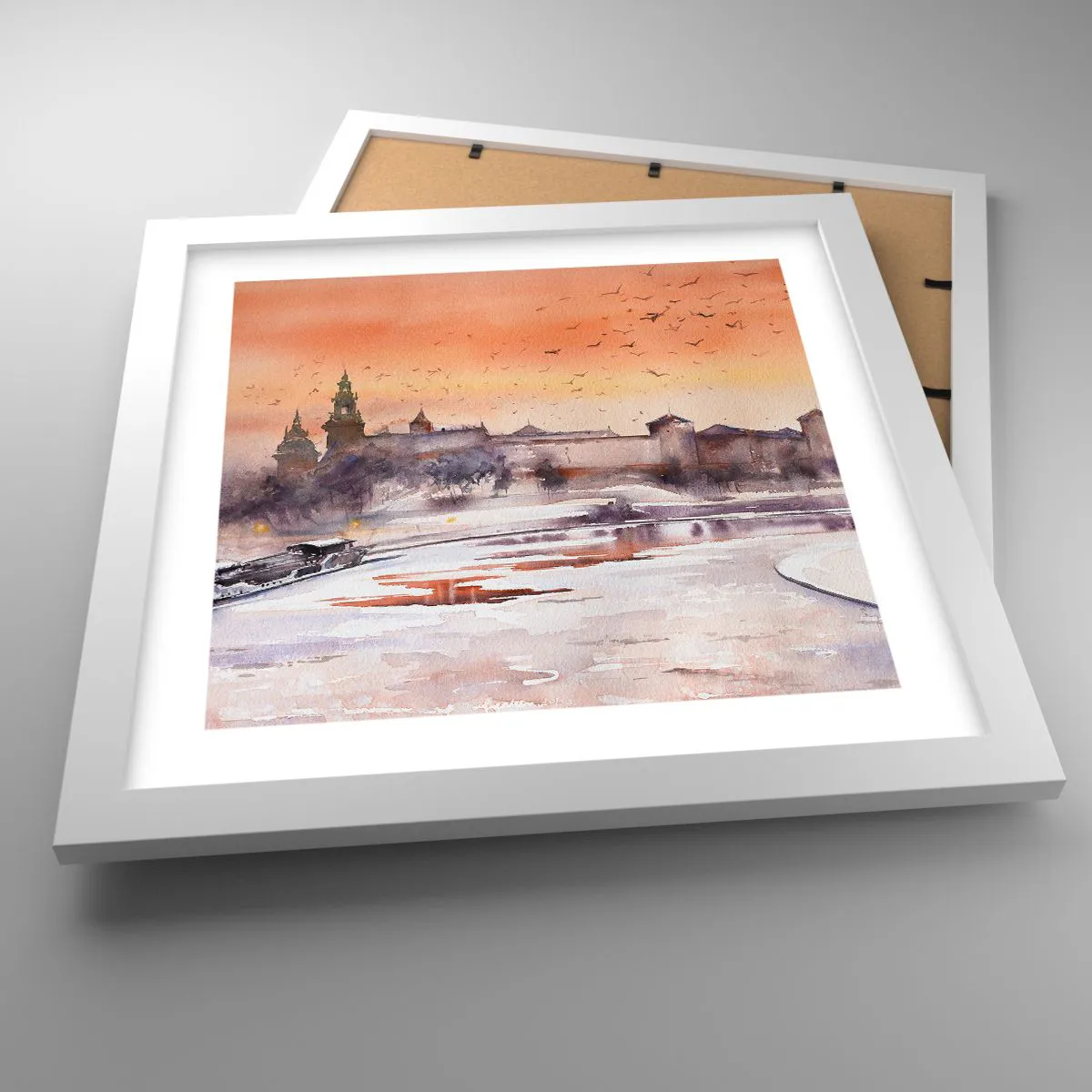 Poster in een witte lijst - Koninklijke zonsondergang - 30x30 cm