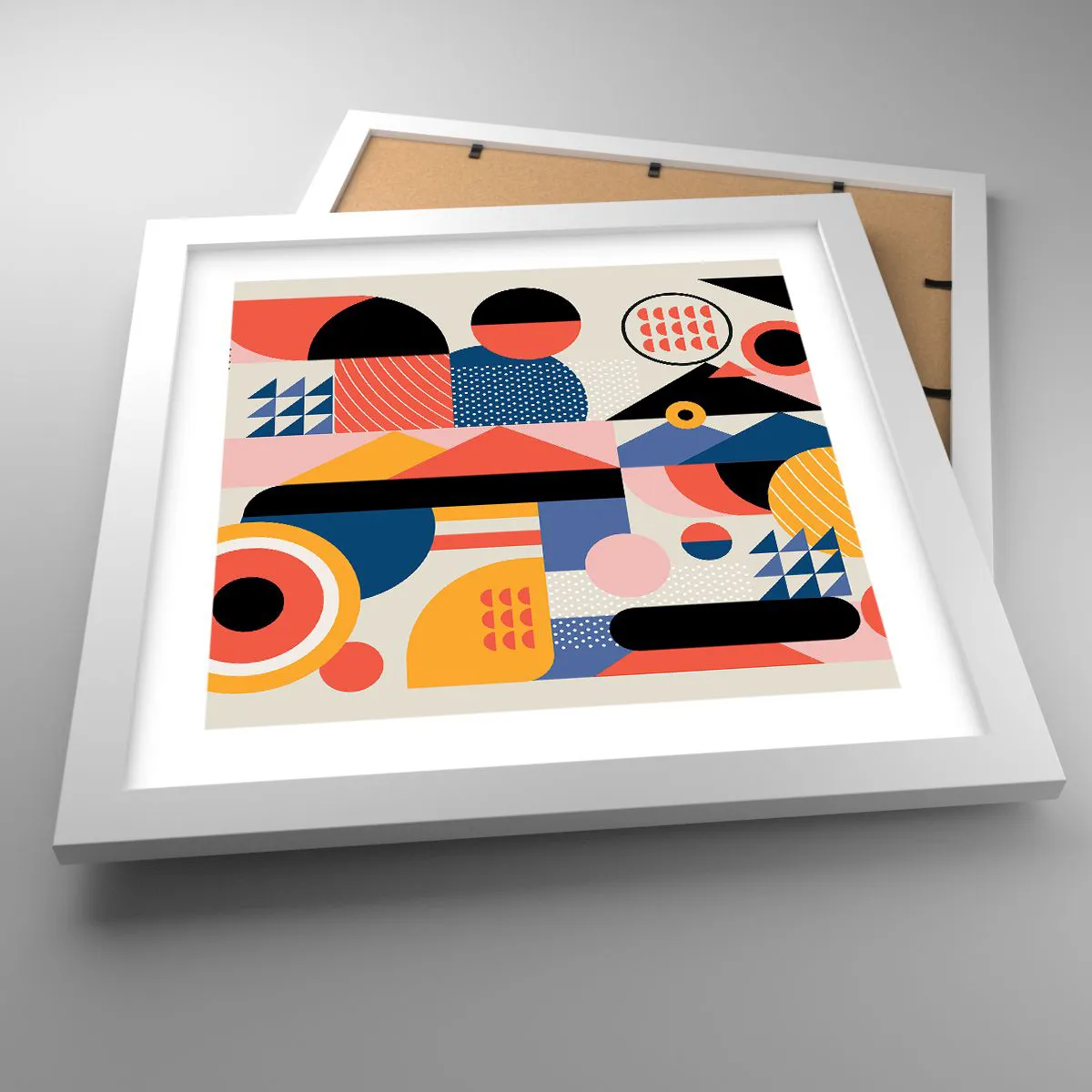 Plakát v bílém rámu - Kompozice: pojďme si hrát - 30x30 cm