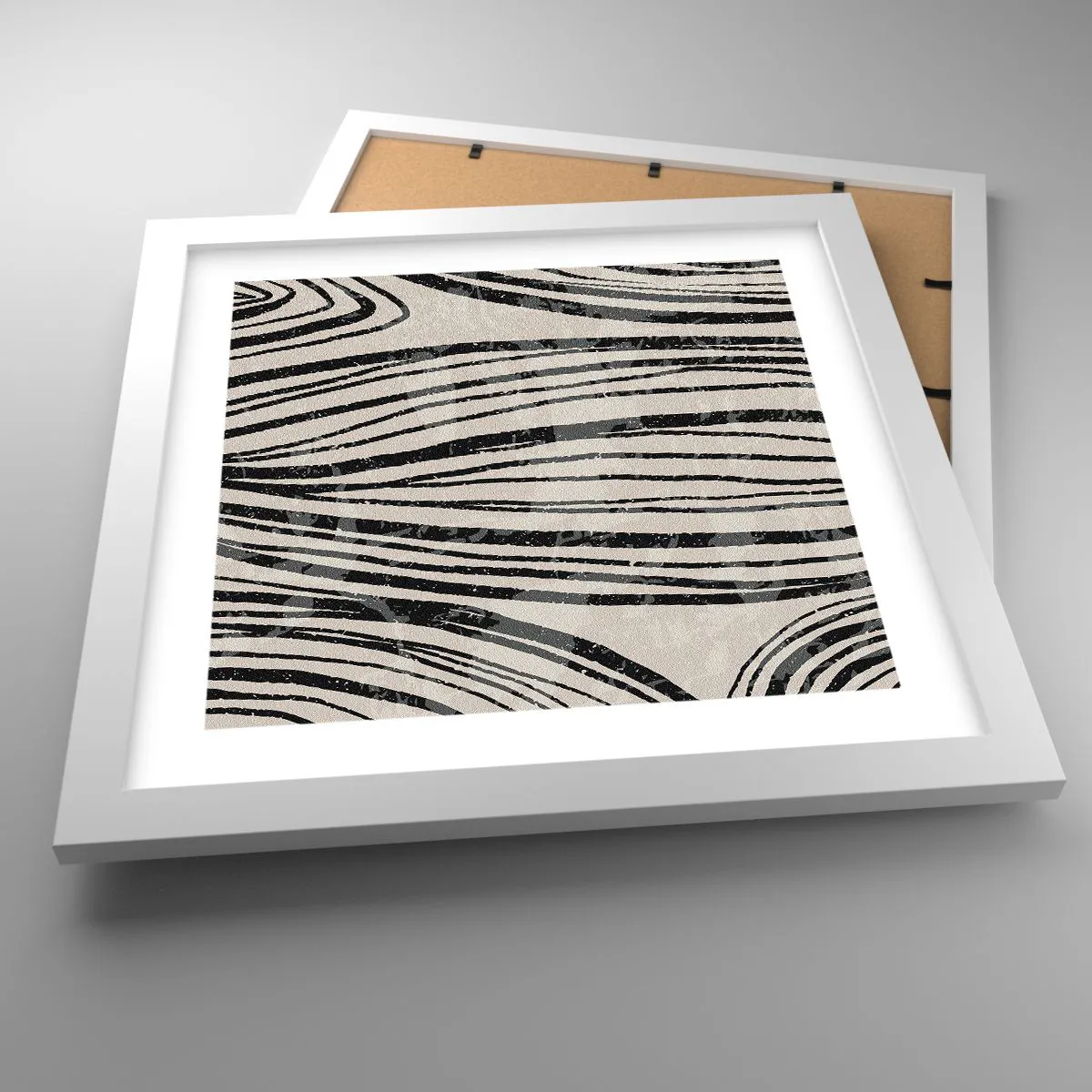 Plakat w białej ramie - Rozlewisko linii - 30x30 cm