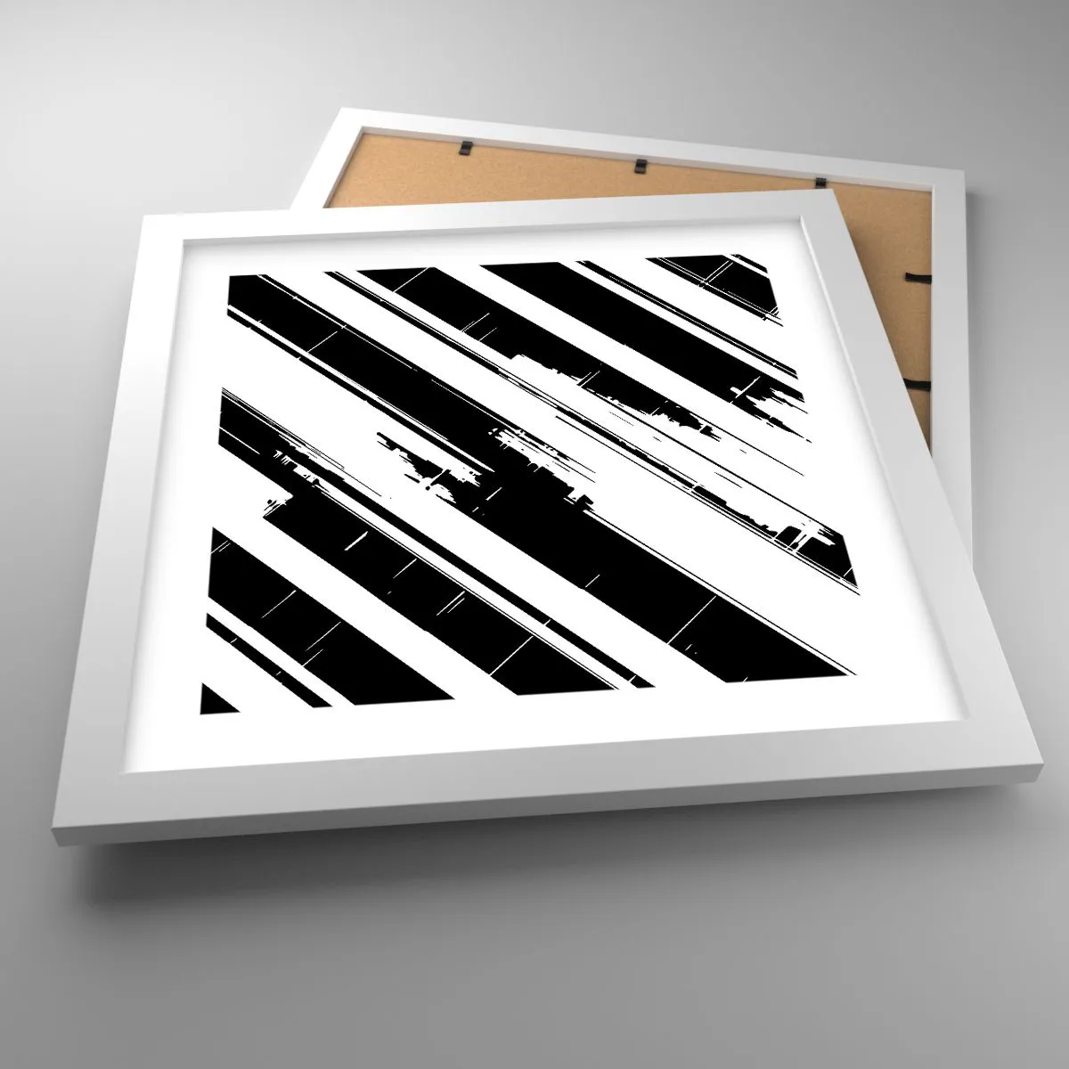Plakat i hvid ramme - Intens og dynamisk komposition - 30x30 cm