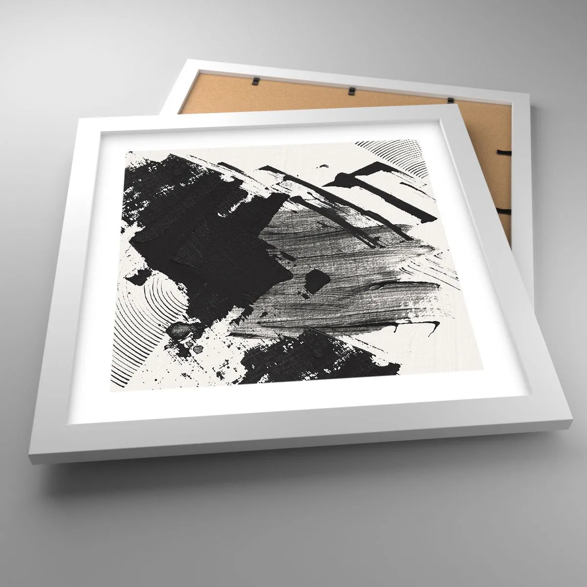 Affiche dans un cadre blanc - Poster - Abstraction – expression du noir - 30x30 cm