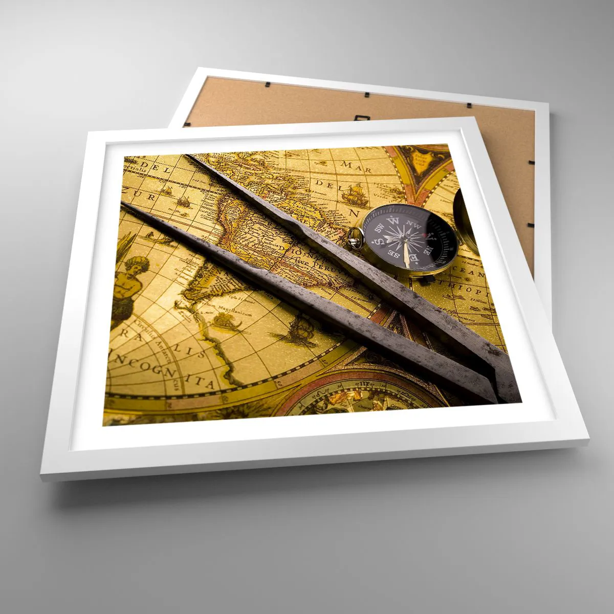 Plakat i hvid ramme - Hvor er skattene? - 40x40 cm