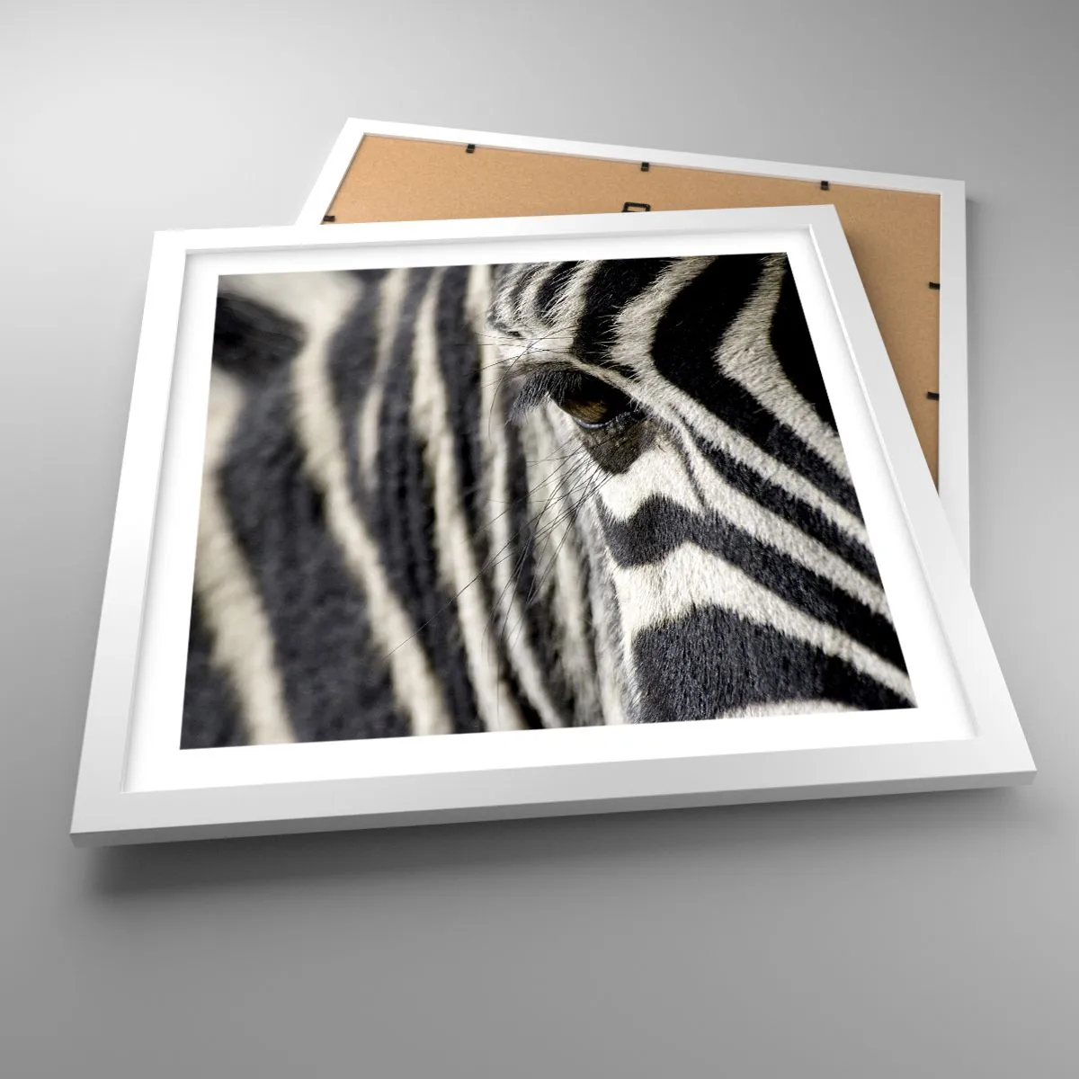 Affiche dans un cadre blanc - Poster - Portrait en rayure - 40x40 cm
