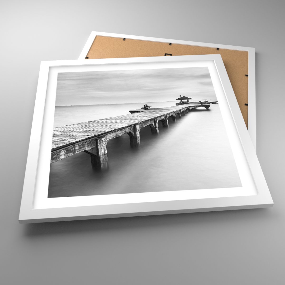 Affiche Paysage, Affiche Mer, Affiche Pont De Bois, Affiche Océan, Affiche Noir Et Blanc