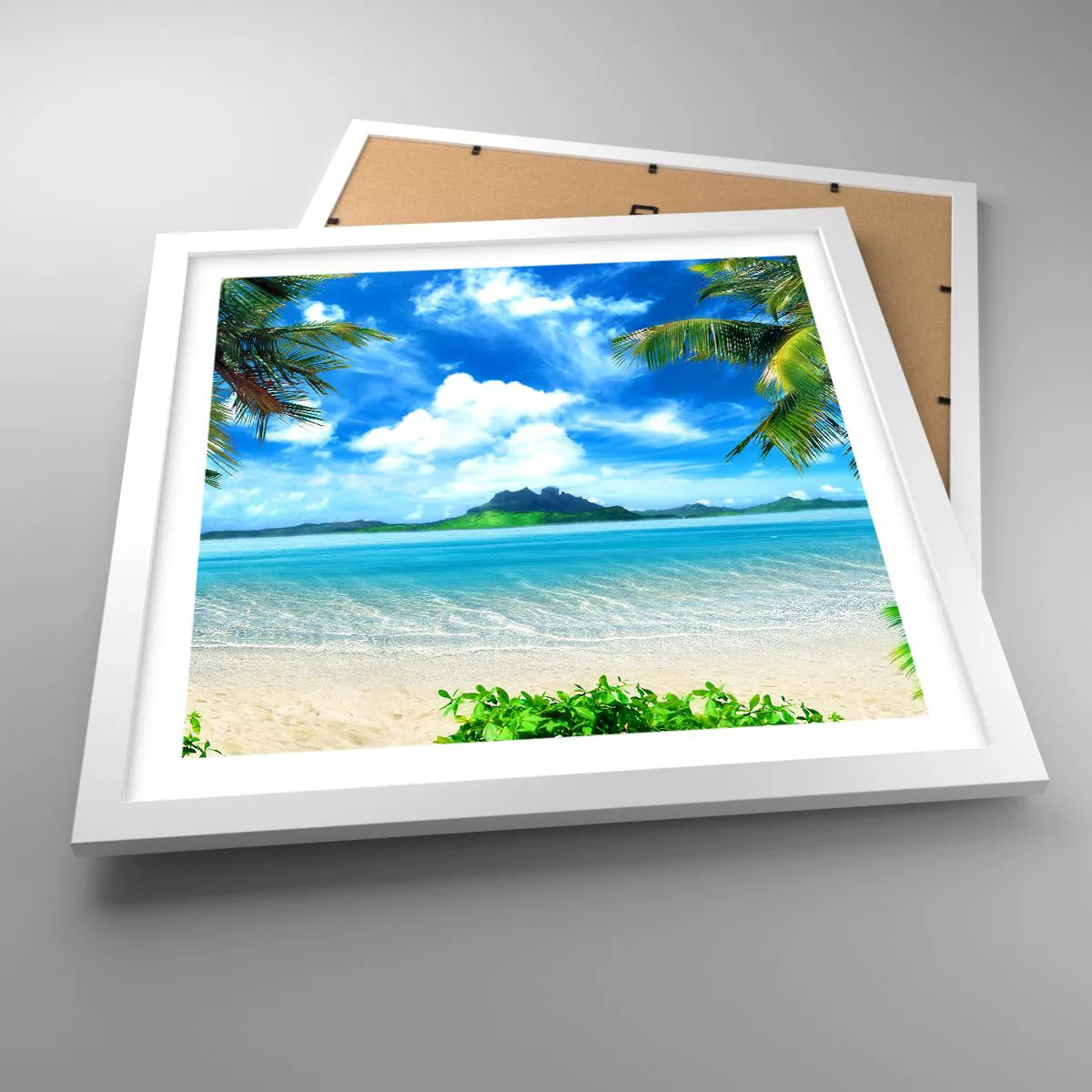 Plakat w białej ramie - Lazur tropików - 40x40 cm