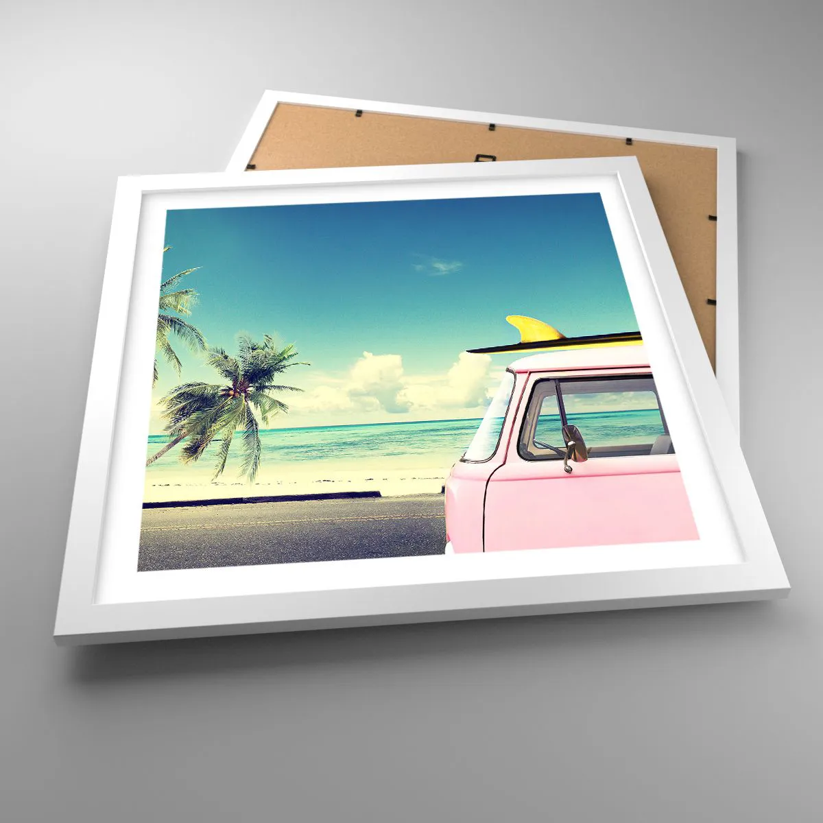 Affisch i vit ram - Dags att börja semester - 40x40 cm