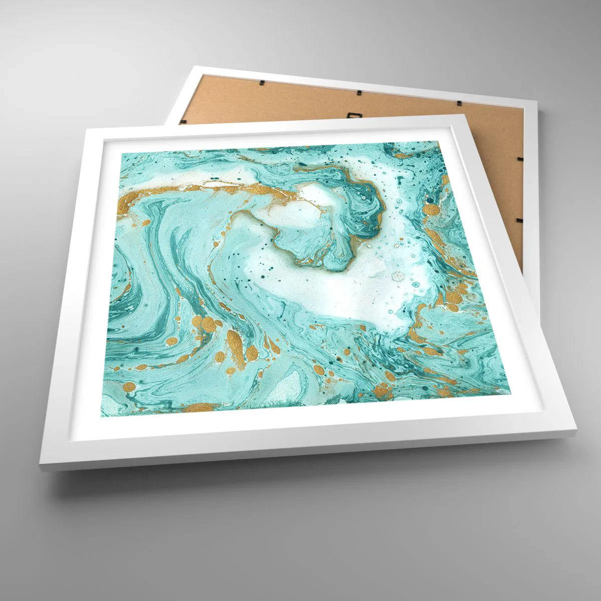 Poster in white frmae - Under the Great Wave of the Edo Period - 40x40 cm